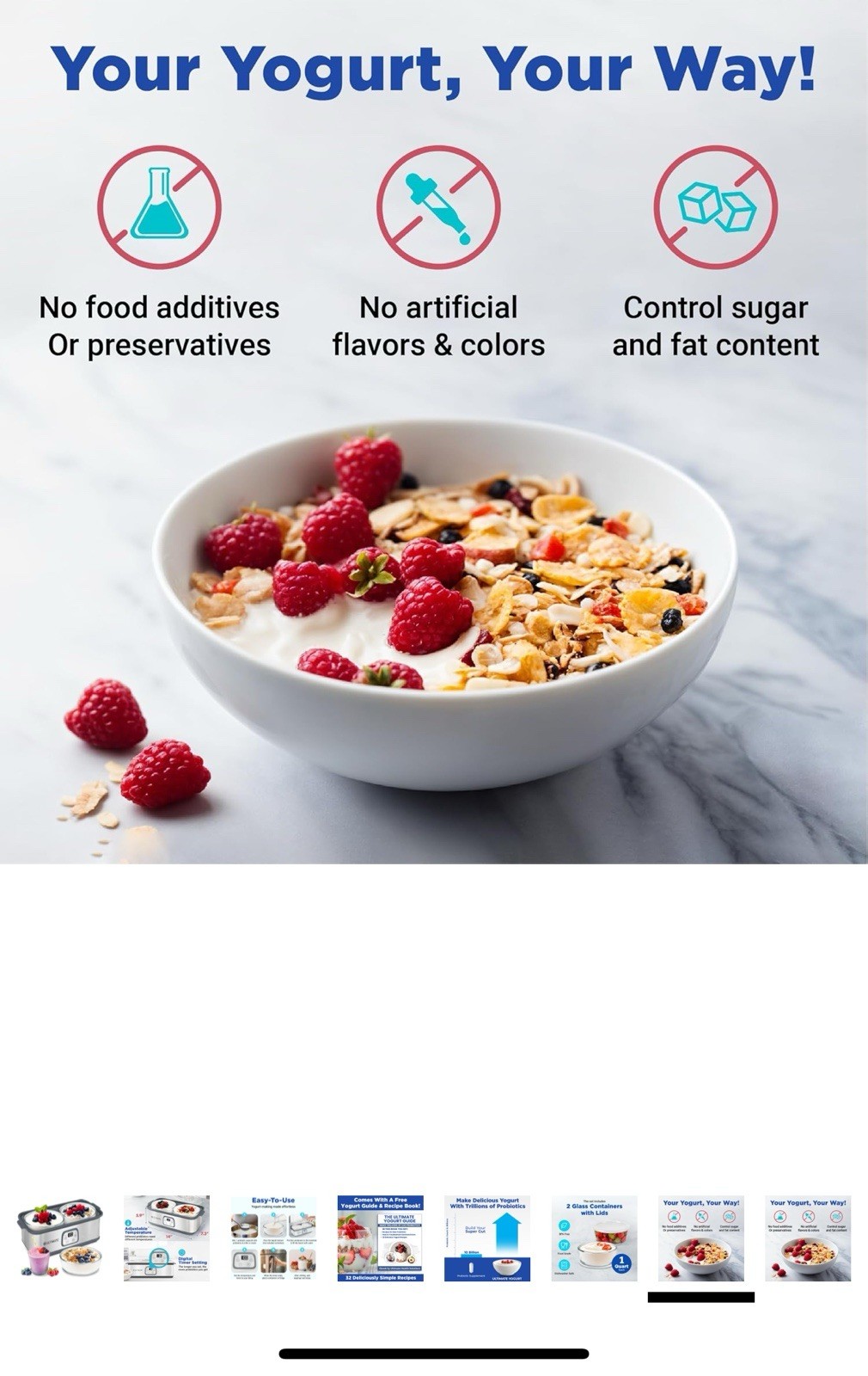 Ultimate Probiotic Yogurt Maker with Adjustable Temperature & Time (2 bowls)