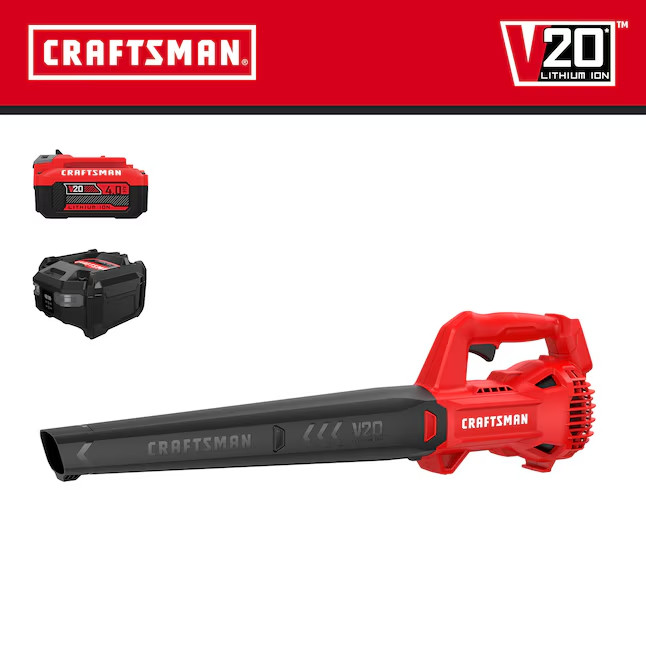 CRAFTSMAN V20 20V MAX Leaf Blower 200 CFM 90 MPH Cordless w/ 4Ah Battery Charger