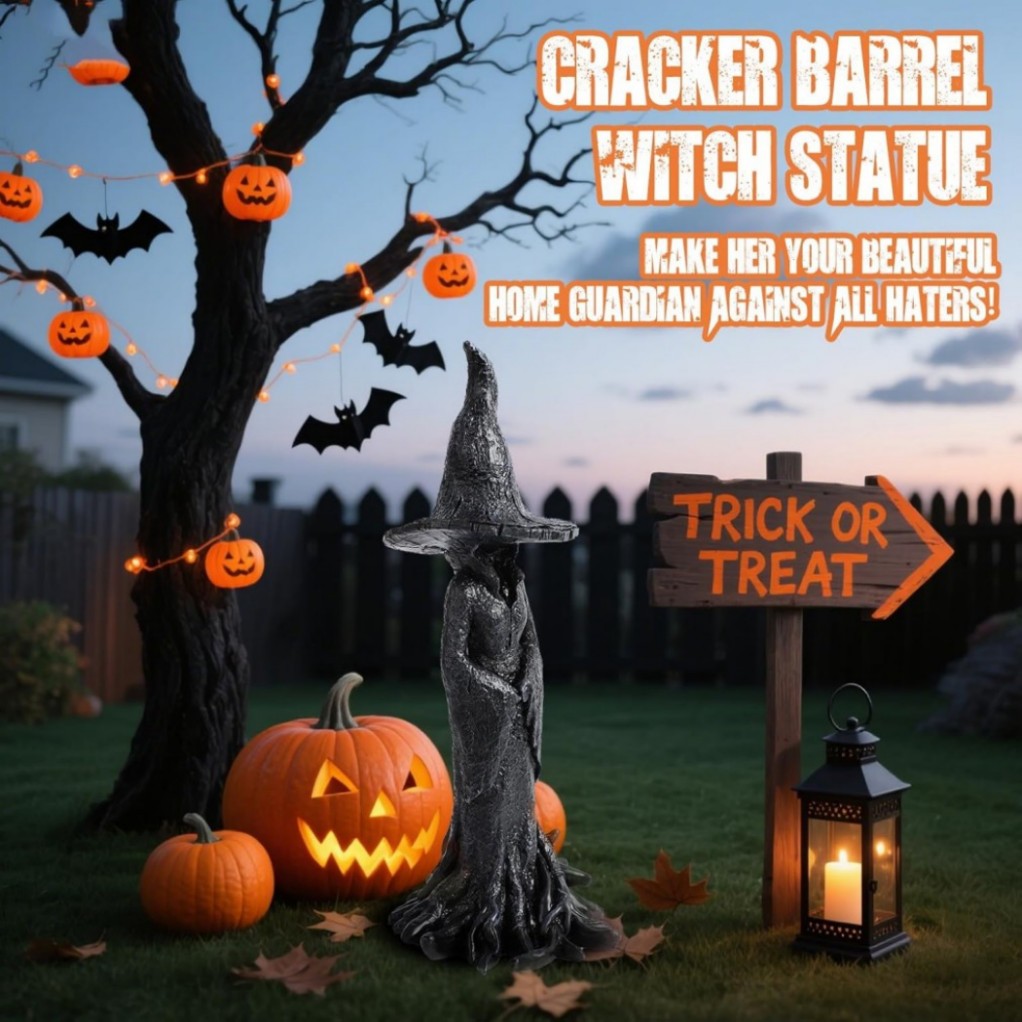 1 Pack Cracker Barrel Tree Witch Statue 2025 30 cm Halloween Decor – New in Box