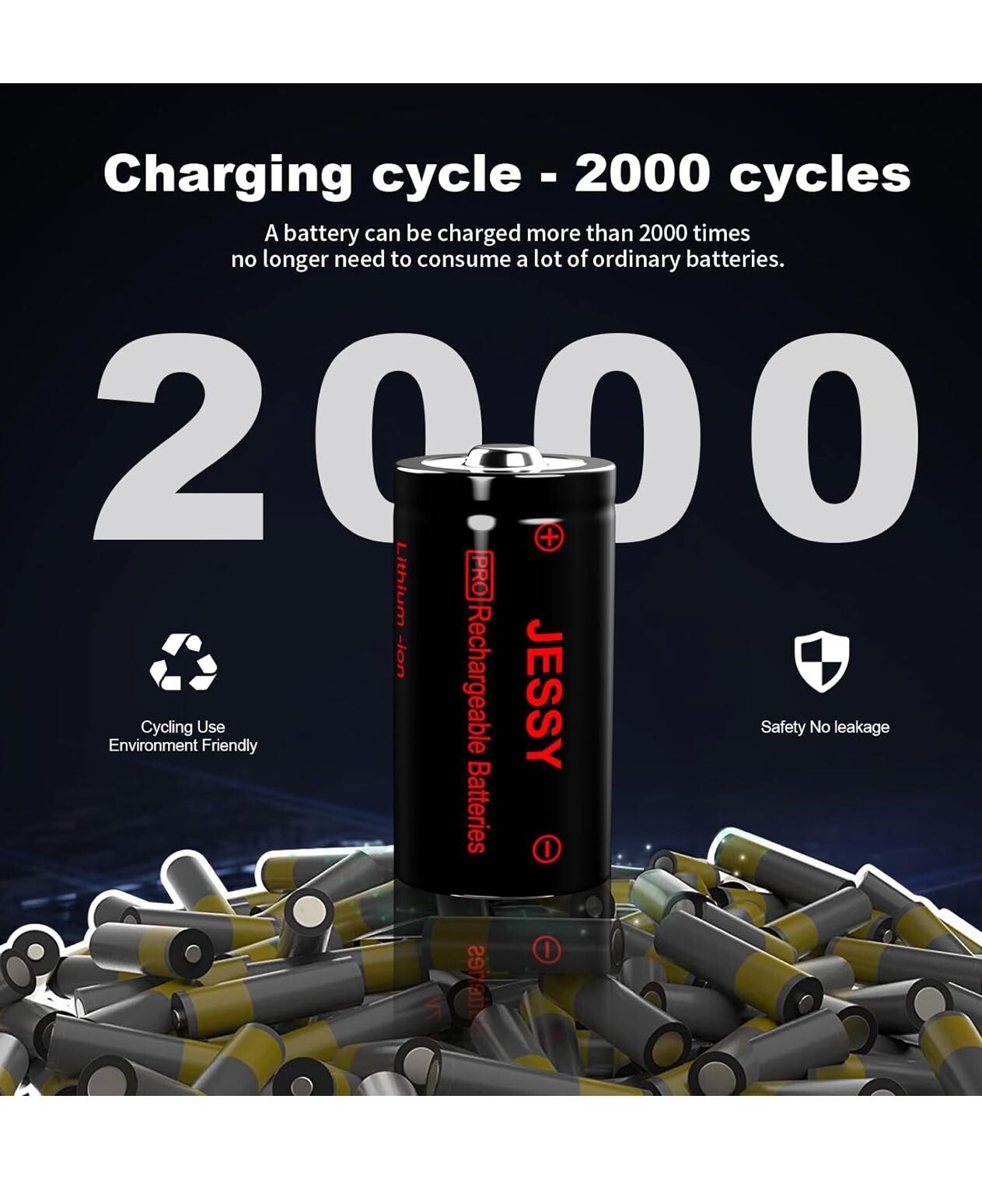 JESSY 16 Pack CR123A Lithium Batteries, 3.7V Rechargeable Batteries for Arlo Wir