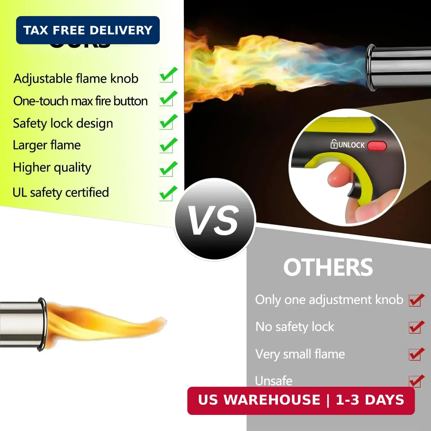 Propane Torch Gun Kitchen Blow Torch BBQ Campfire Charcoal Lighter Burner