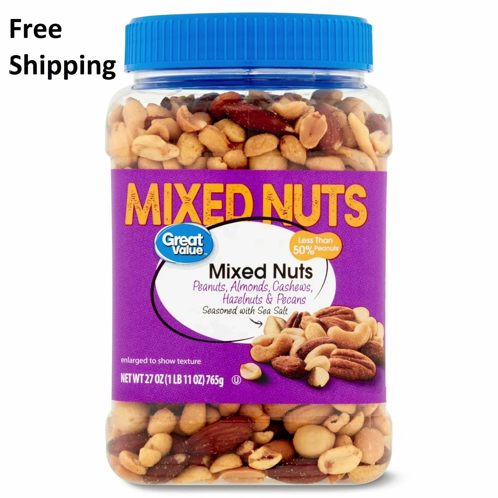 Great Value Mixed Nuts with Peanuts, 27 oz