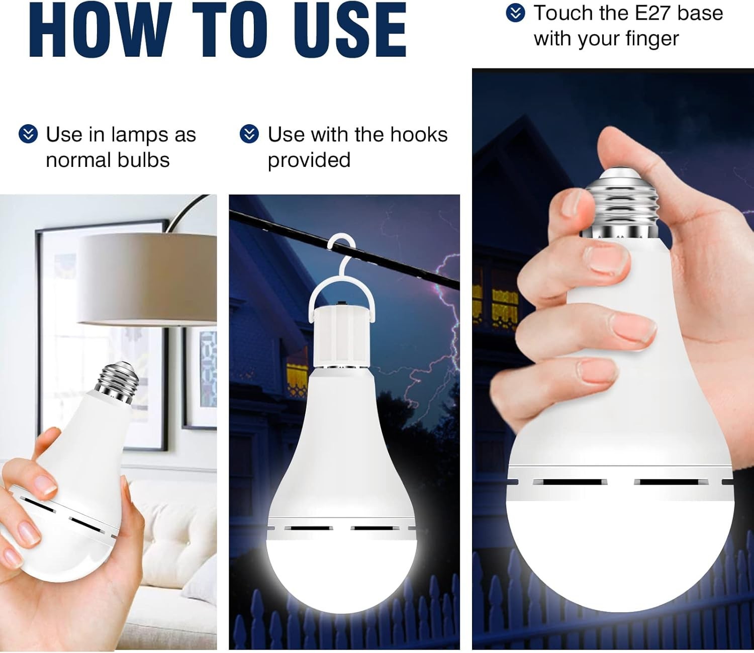 9W(60W) Led Bulb Rechargeable LED Light Bulbs with Battery backup Emergency