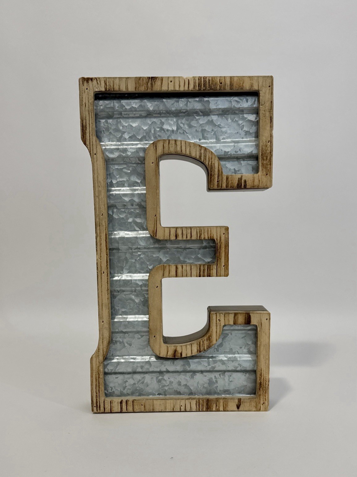 Galvanised Metal & Wood Letters Wall Decor 8×14 Hobby Lobby “E”