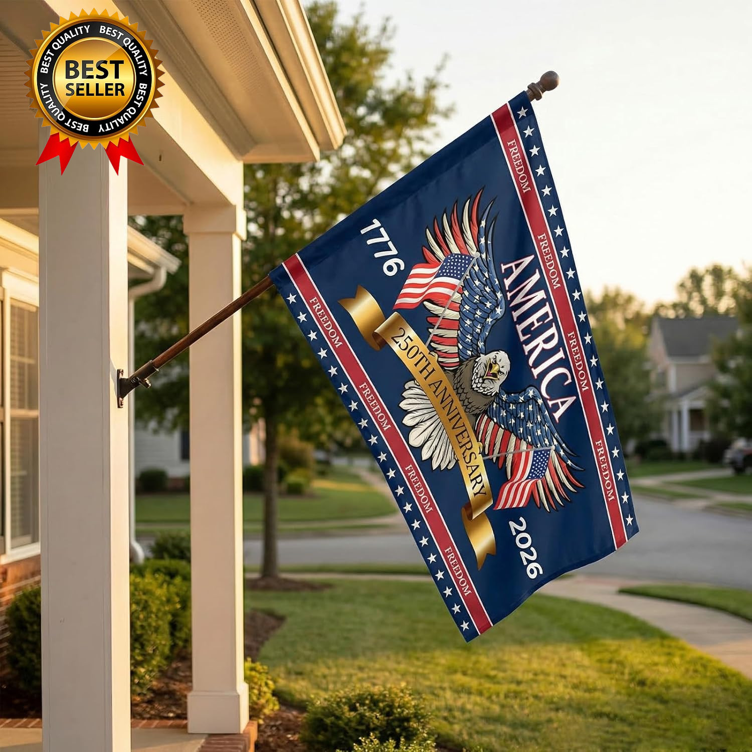 3 Ply 250 Years America Flag – Double Sided Patriotic Eagle 3 X 5 Ft Anniversary