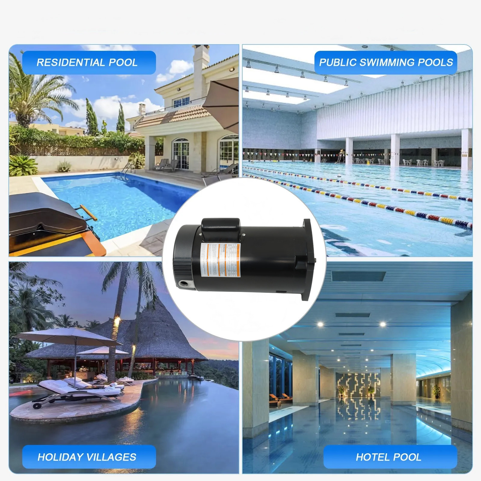 Square Flange 2HP Pool Pump Motor 230V Threaded Shaft Swimming Pool Pump B2855