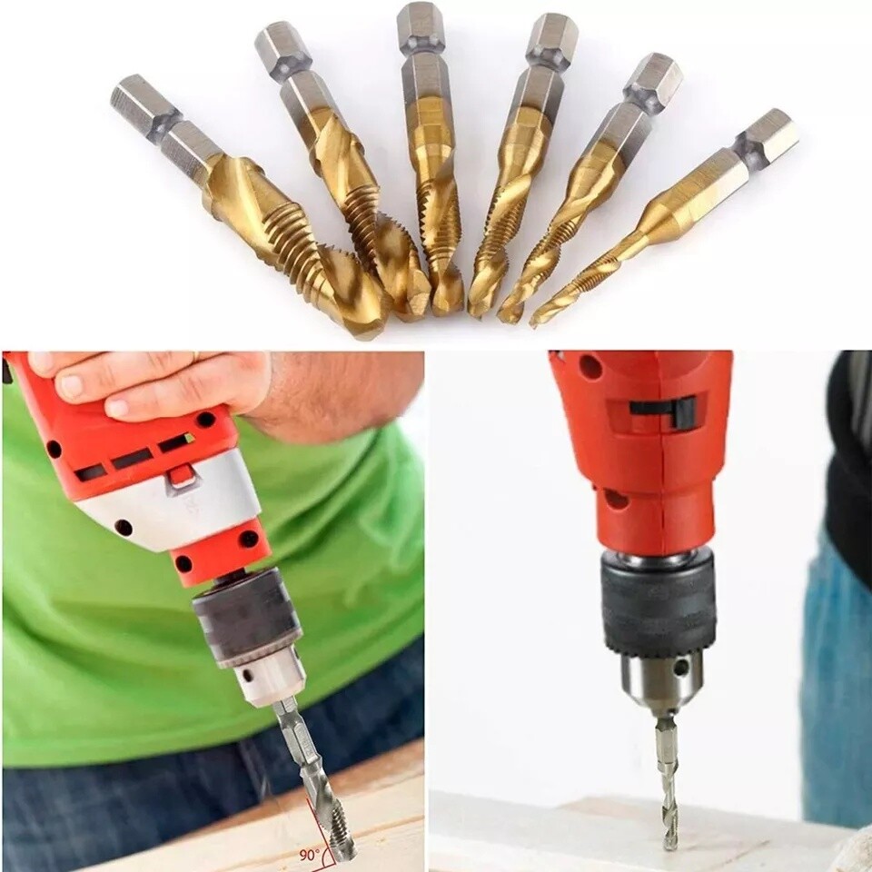 12Pcs HSS Titanium Coated Twist Drill Bit Set M3-M10 Hex Shank For wood Metal