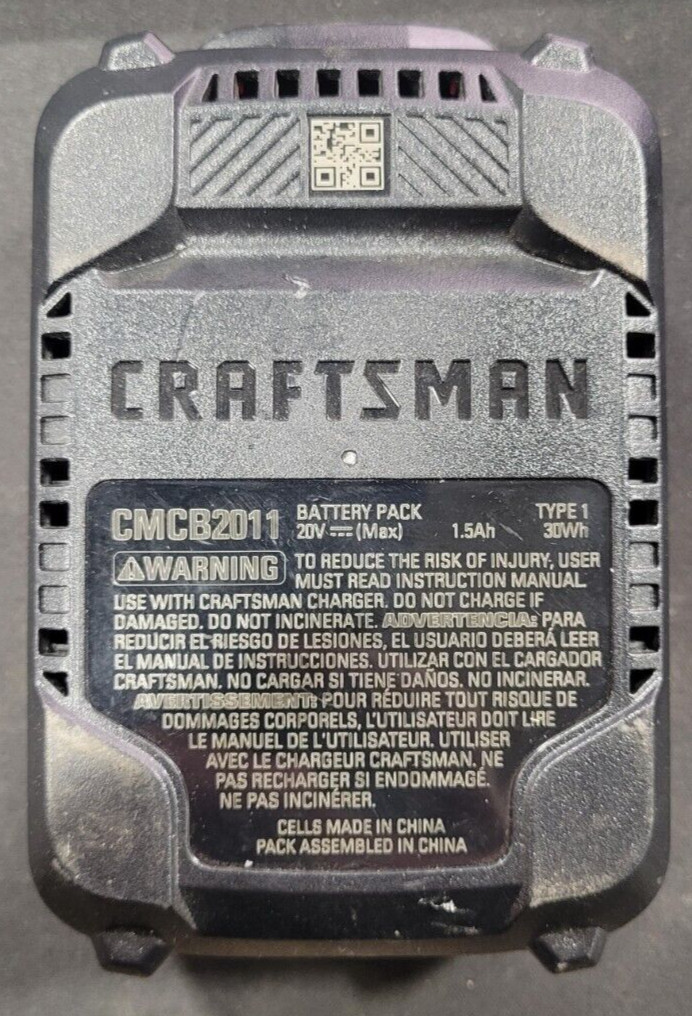 (Lot of 2 Batteries) CRAFTSMAN CMCB2011 V20 LITHIUM-ION 20V 1.5AH BATTERY