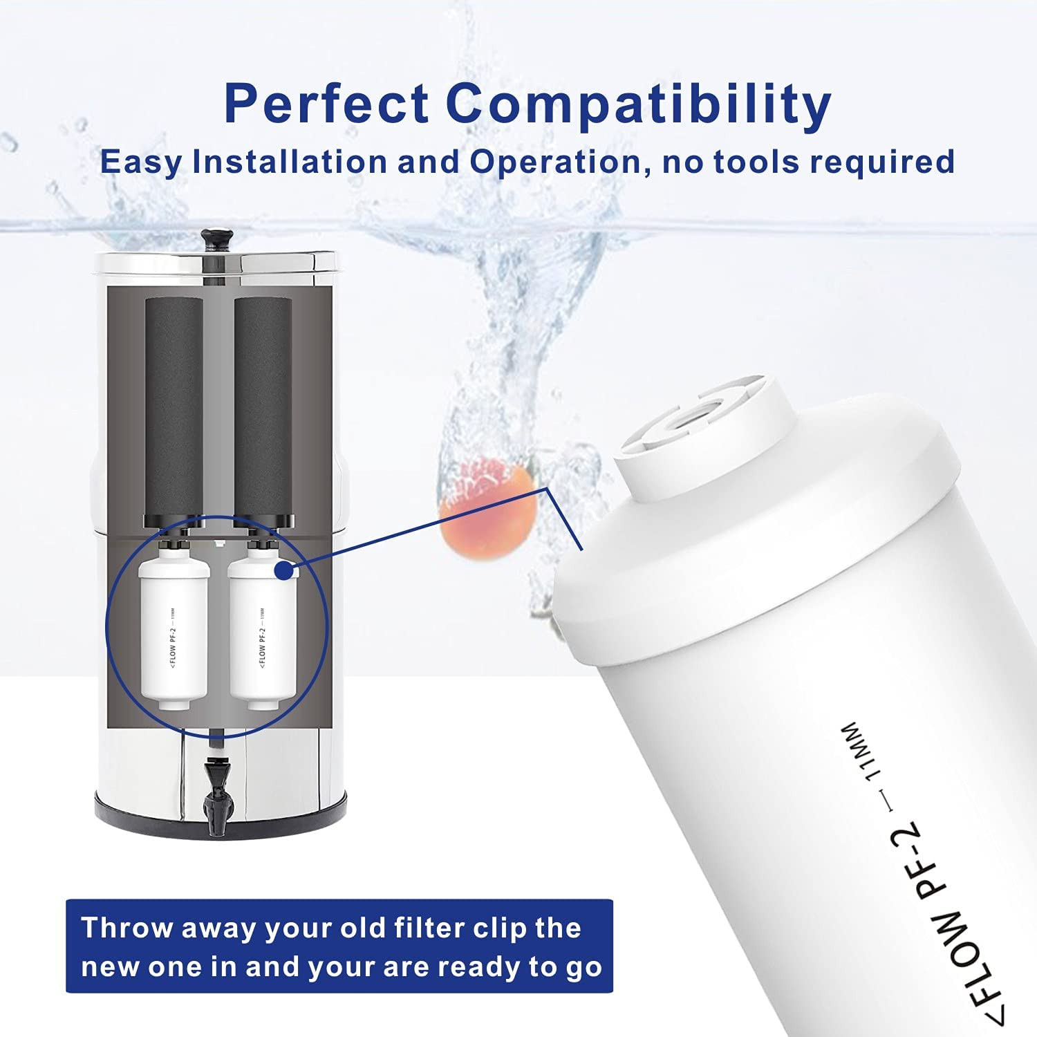 Fluoride Arsenic replacement Filters fits Berkey PF-2, Gravity System, Set of 2