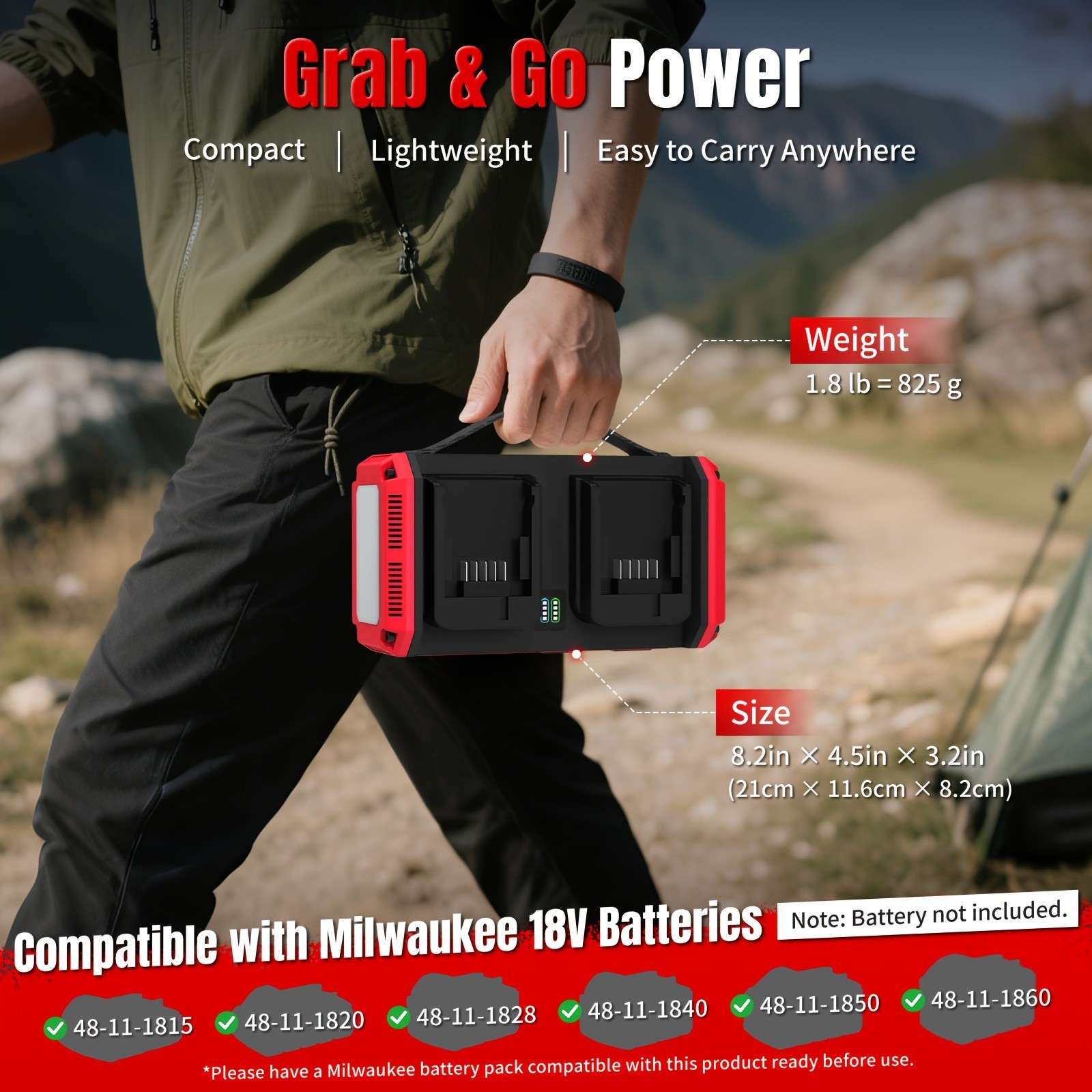 140W PD3.1 Fast Charger + 350W Pure Sine Wave Inverter for Milwaukee 18V Battery