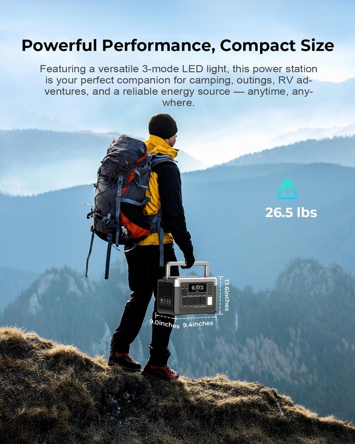 OUKITEL 1024Wh Power Station, 1800W Solar Generator, LiFePO4 Battery Back Energy