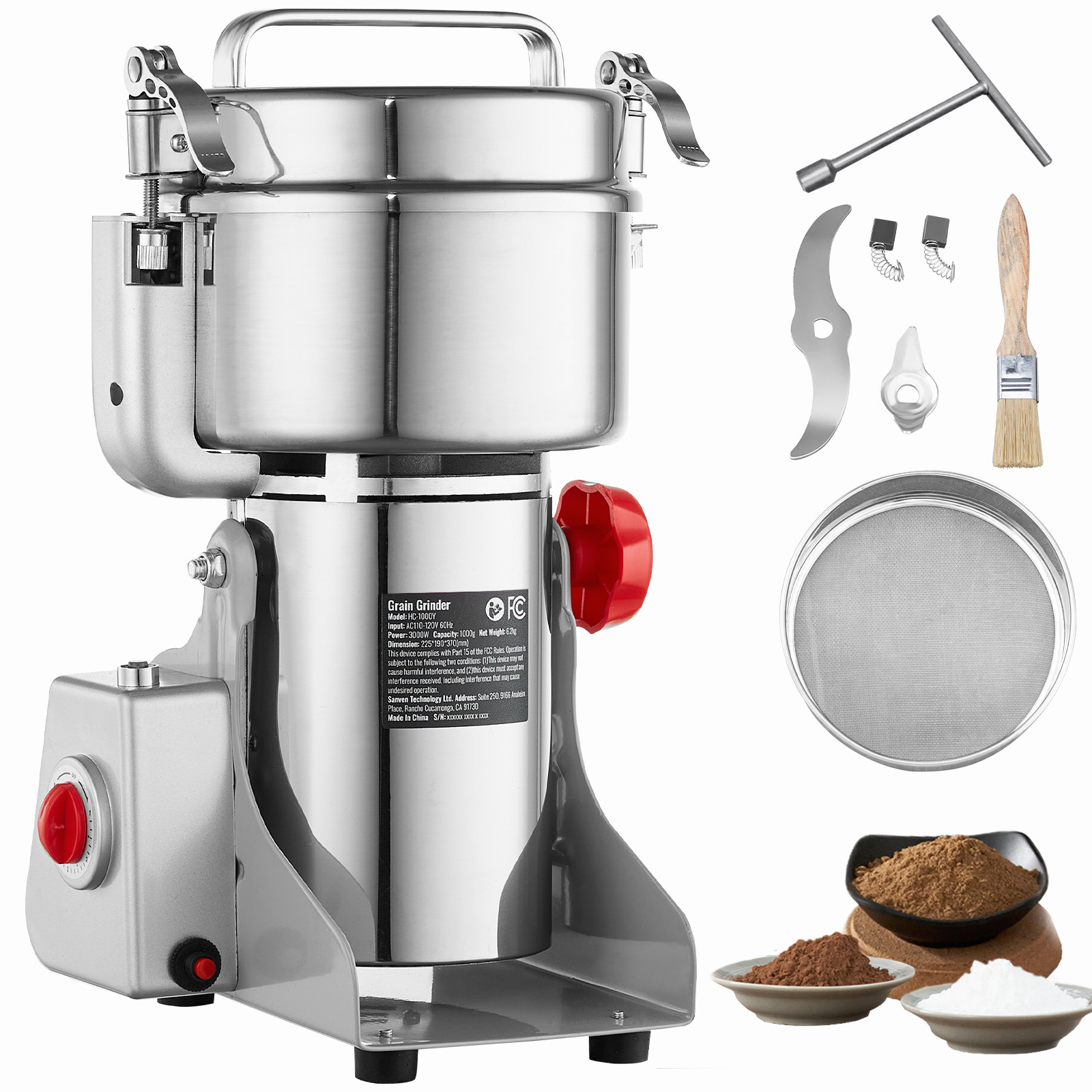 VEVOR 1000g Commercial Spice Grinder Electric Grain Mill Grinder High Speed
