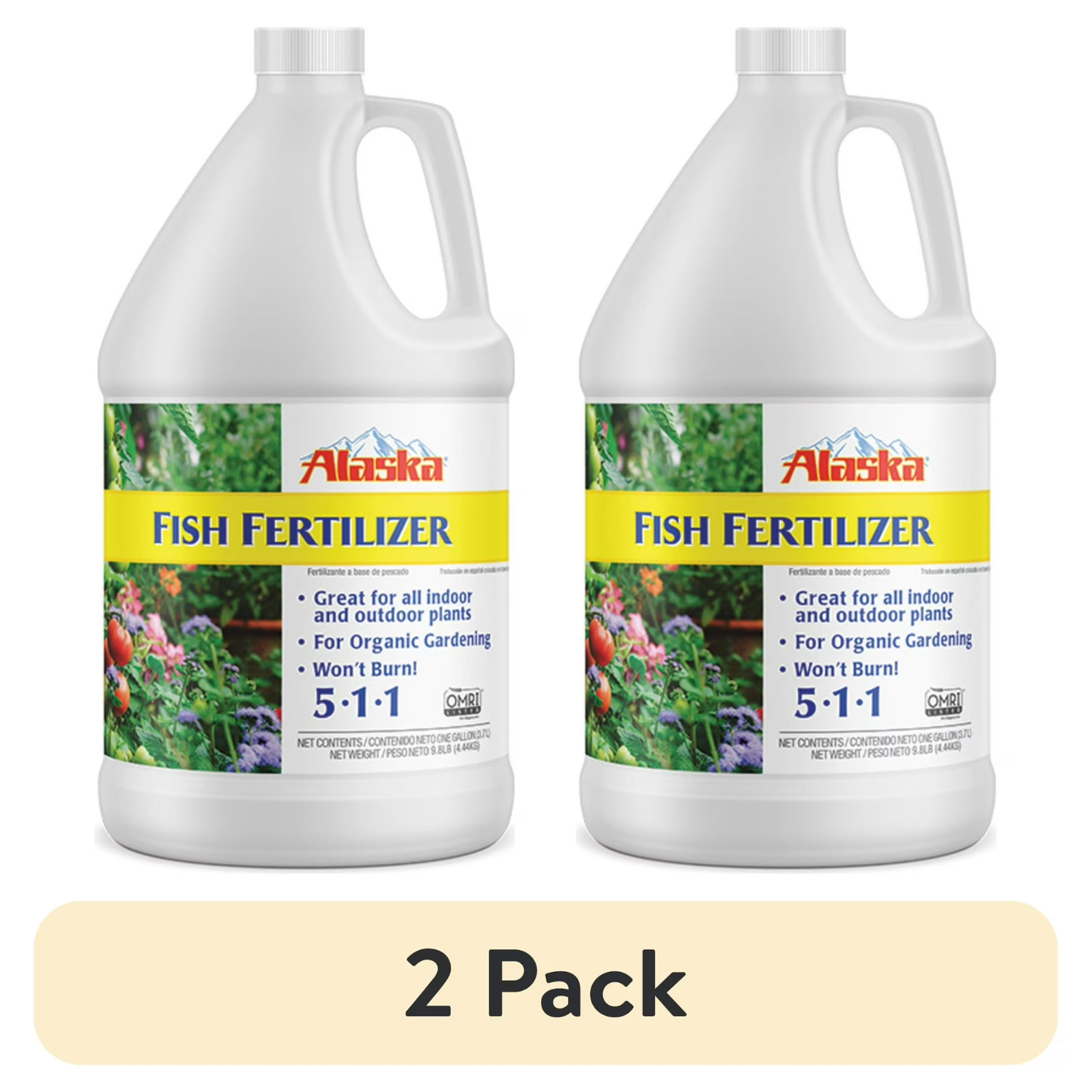 (2 pack) Alaska Fish Fertilizer 5-1-1 Plant Food, 1 gal