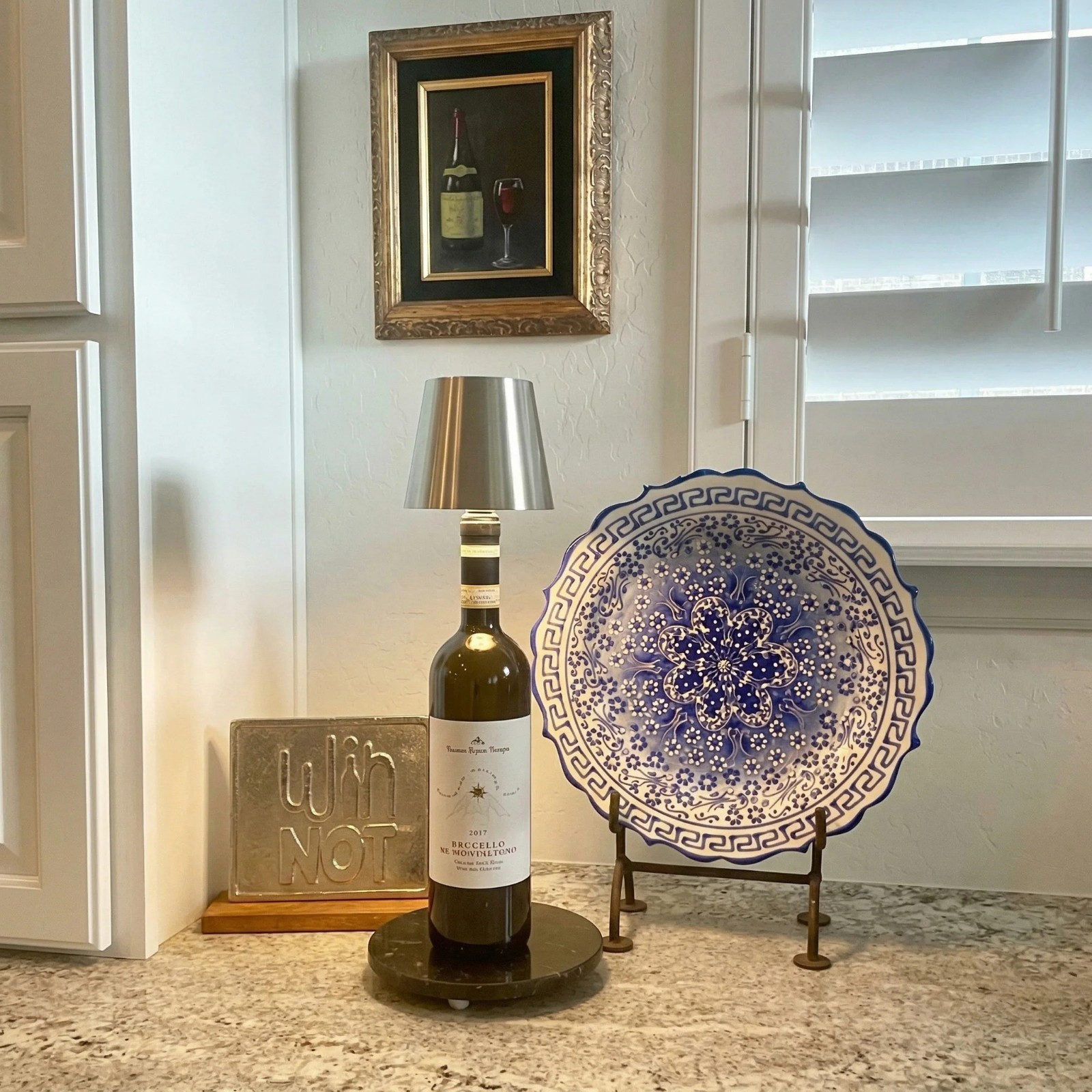Wine Bottle LED Lamp Rechargeable 3 Colors Touch Dimmable Table Light Black