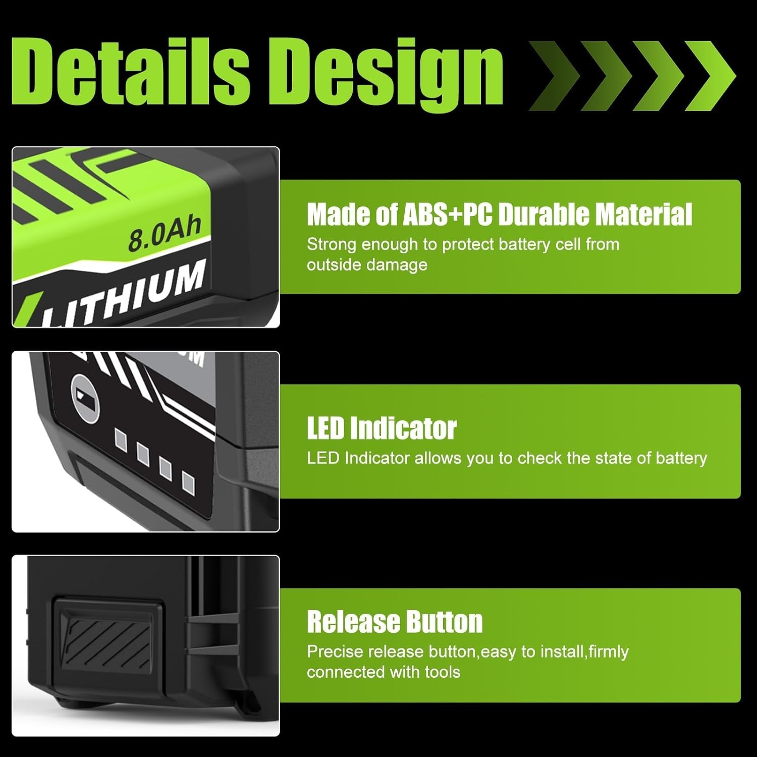 2Pack 8.0Ah Replacement for Ryobi 40V Lithium OP40602 Battery With LED / Charger