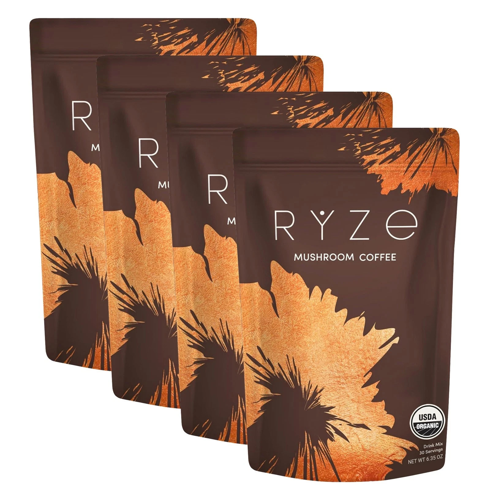 4 Pack Organic Ryze Mushroom Coffee 30 SERVINGS Instant Coffee New FREE SHIPPING