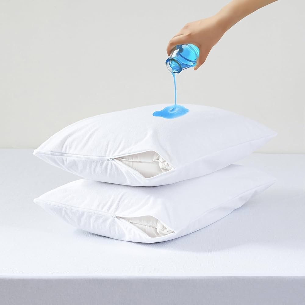Waterproof Pillow Covers Zippered 4 Pack Standard Queen King Pillow Protectors