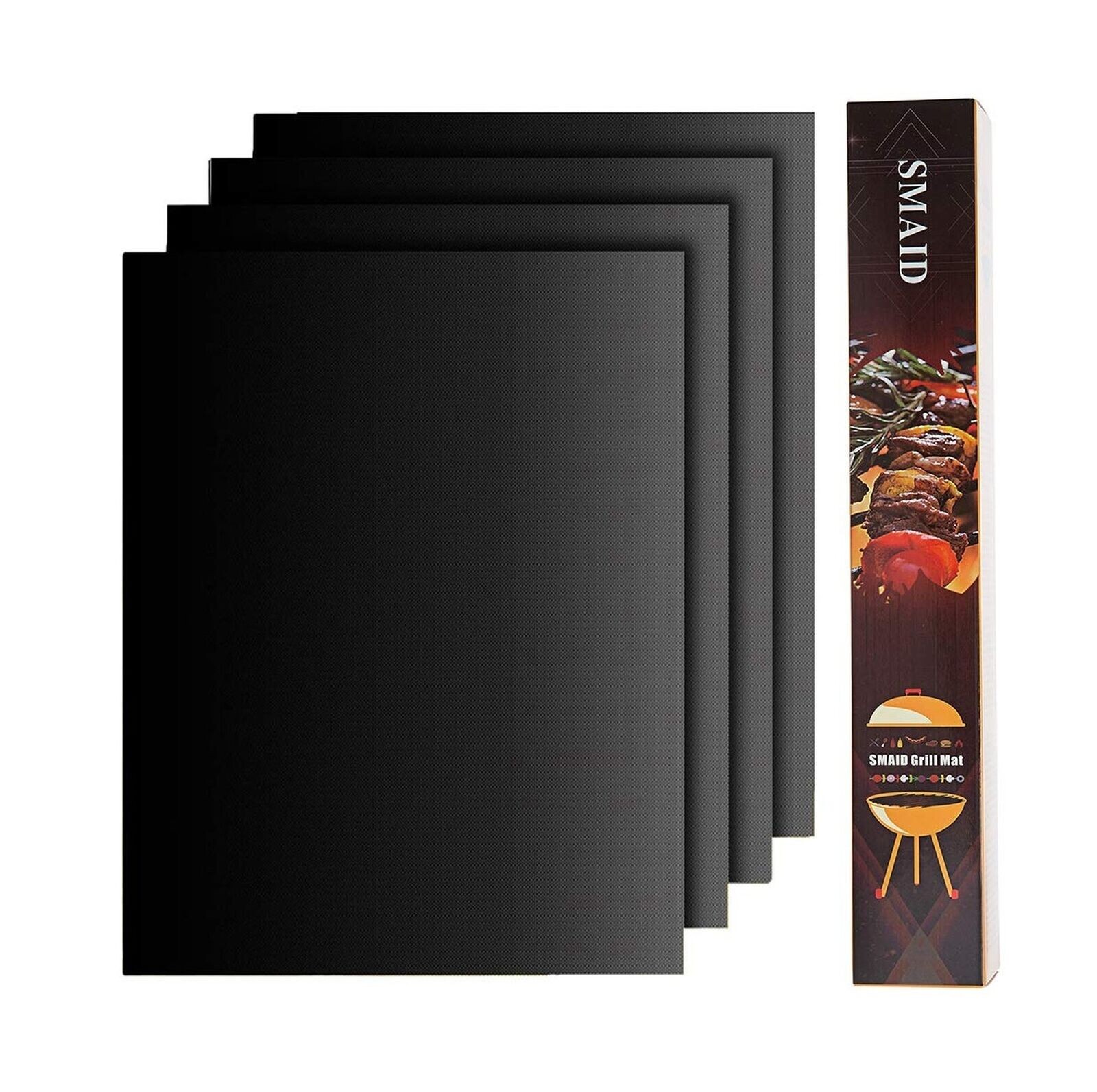 Grill Mat Set of 4-100% Non-Stick BBQ Grill Mats, Heavy Duty, Reusable, and Easy