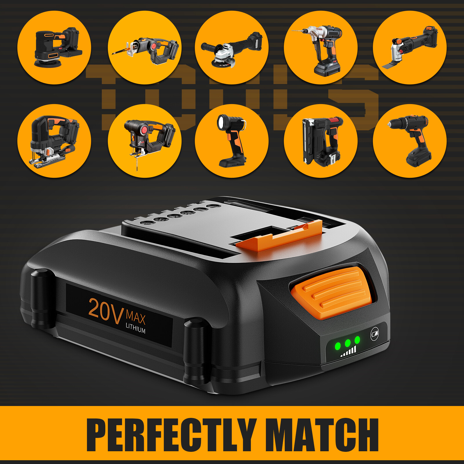 Pack For WORX 20V MAX Extend Lithium Battery 20 Volt WA3520 WA3525 WA3575 WG155