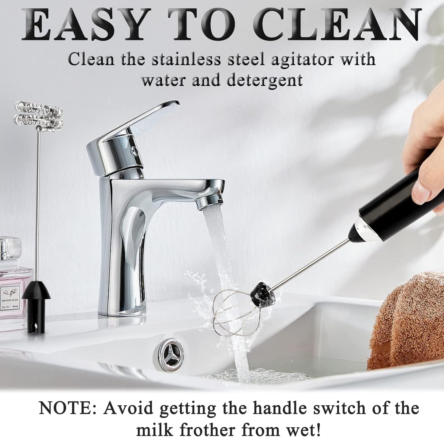 3in 1 Handheld Electric Whisk Mixer,Rechargeable 3 Speed Milk Frother Egg Beater