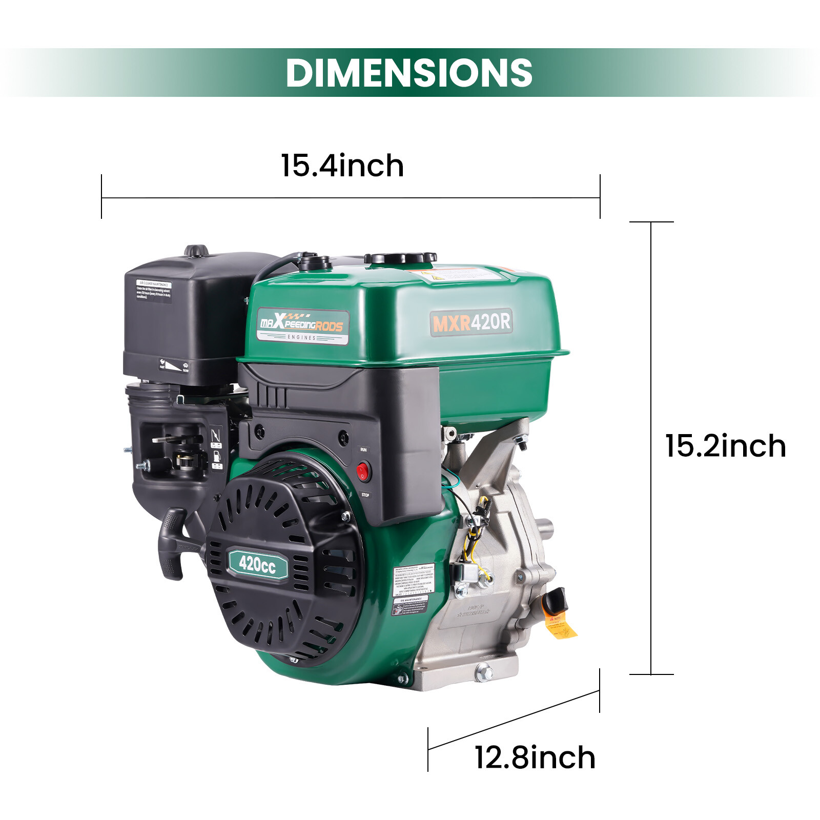 15HP 420cc Horizontal Engine Motor Gasoline 4 Stroke Recoil Start For Go-Kart