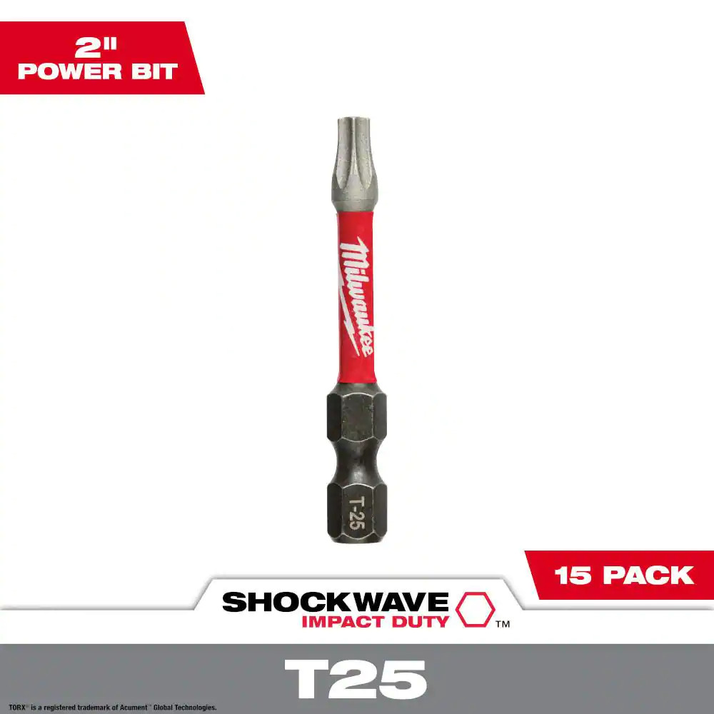 SHOCKWAVE Impact Duty 2 In. T25 Torx Alloy Steel Screw Driver Bit (15-Pack)