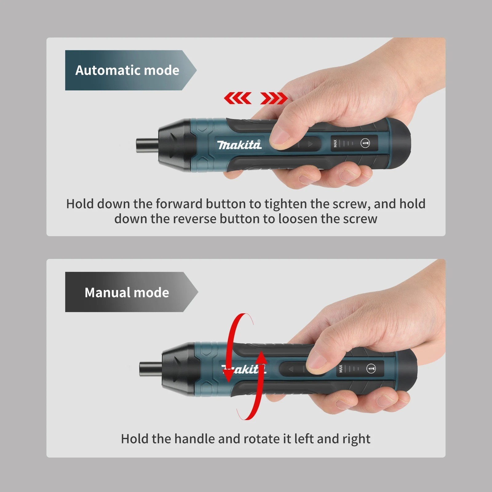 Makita 3.6V Cordless Screwdriver 5Nm Torque 1/4″ Chuck 1300mAh Li ion