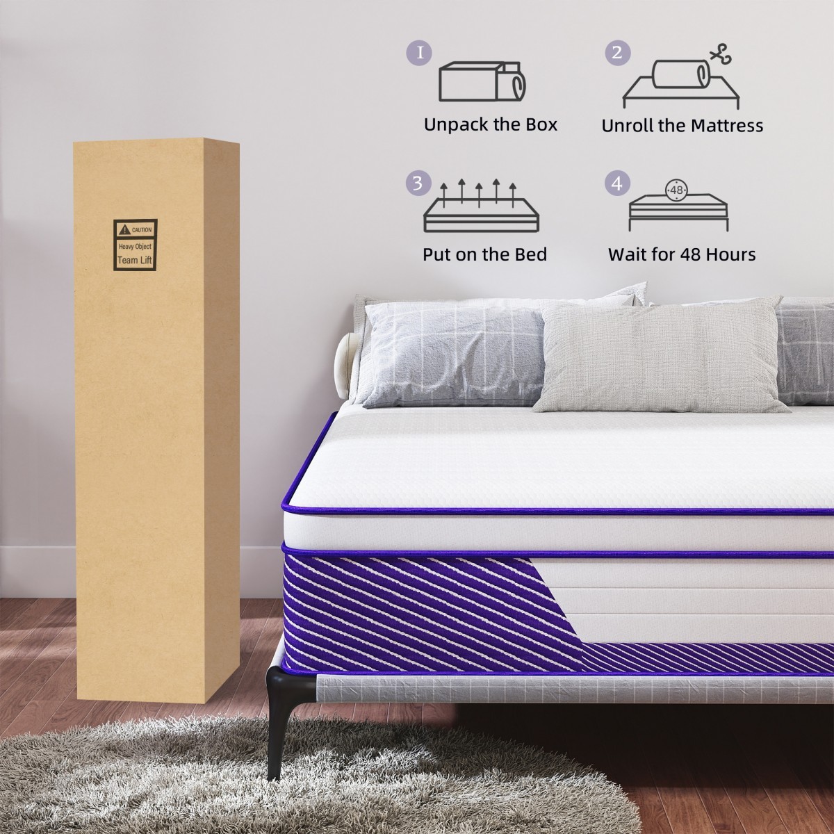 12″14″ Gel Memory Foam Spring Hybrid Queen Mattress Twin Full King Size In A Box