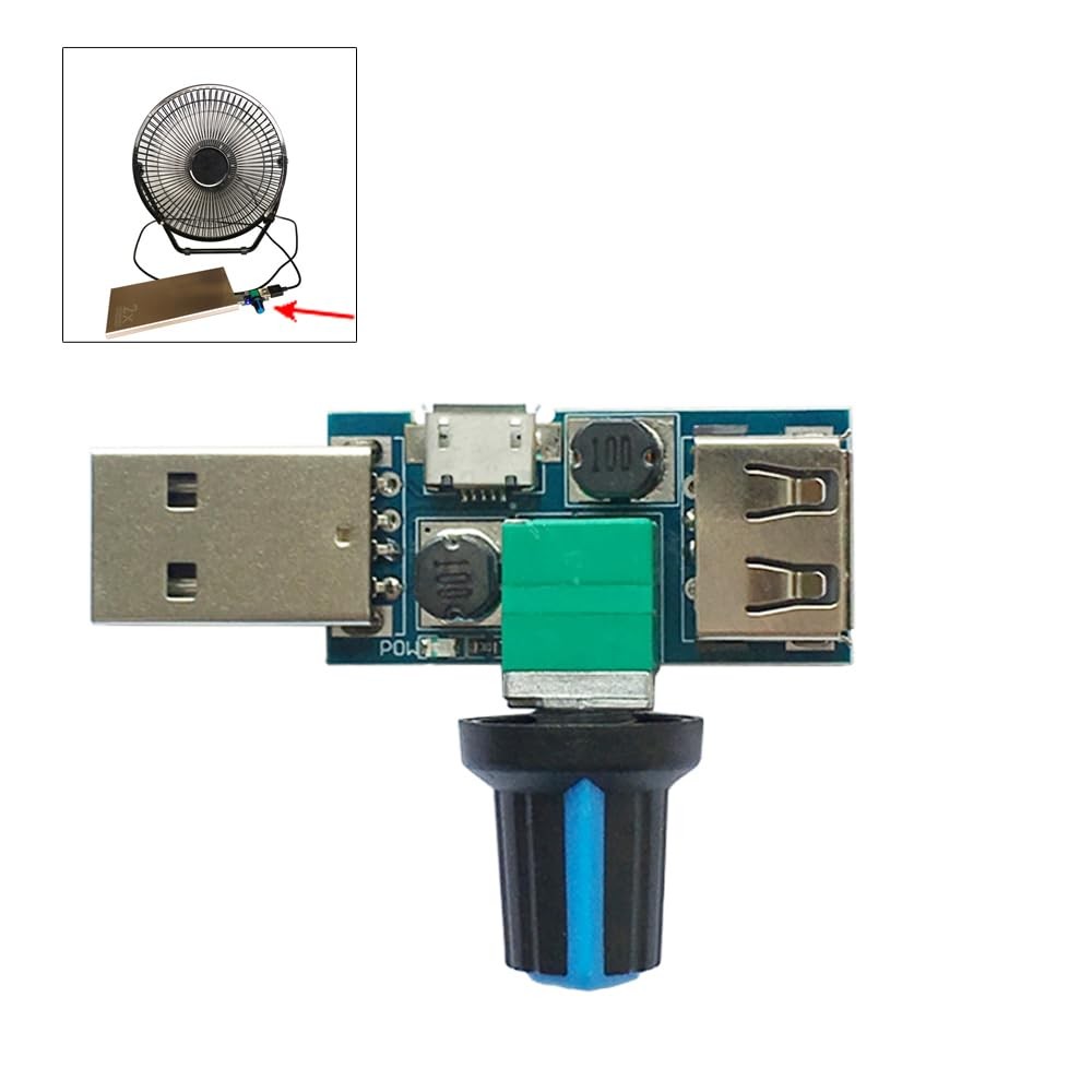 ThtRht 2 Pack USB Fan Controller Stepless Speed Regulator Air 1.98, blue