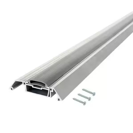 3.5 in x 36 in Silver Adjustable Aluminum with Vinyl Seal Door Weatherstripping