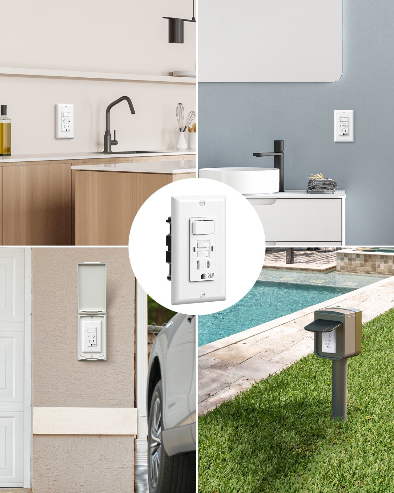 DEWENWILS 15A GFCI Switch Outlet Combo,15 Amp GFCI Outlet,ETL Listed, White