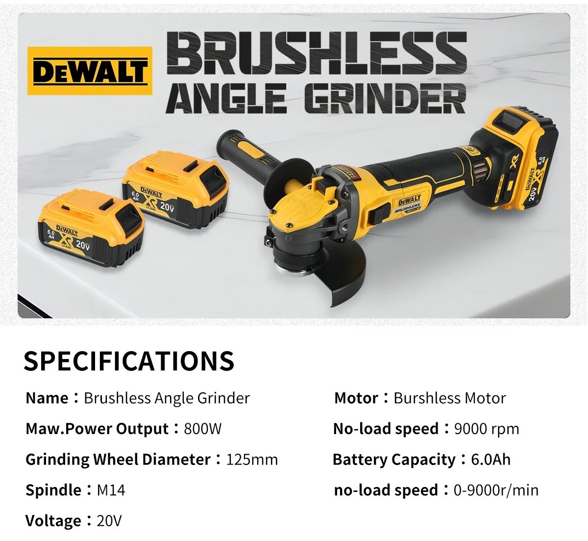 New DEWALT Angle Grinder DCG409 20V Cordless Brushless Power Cutting Tool Only