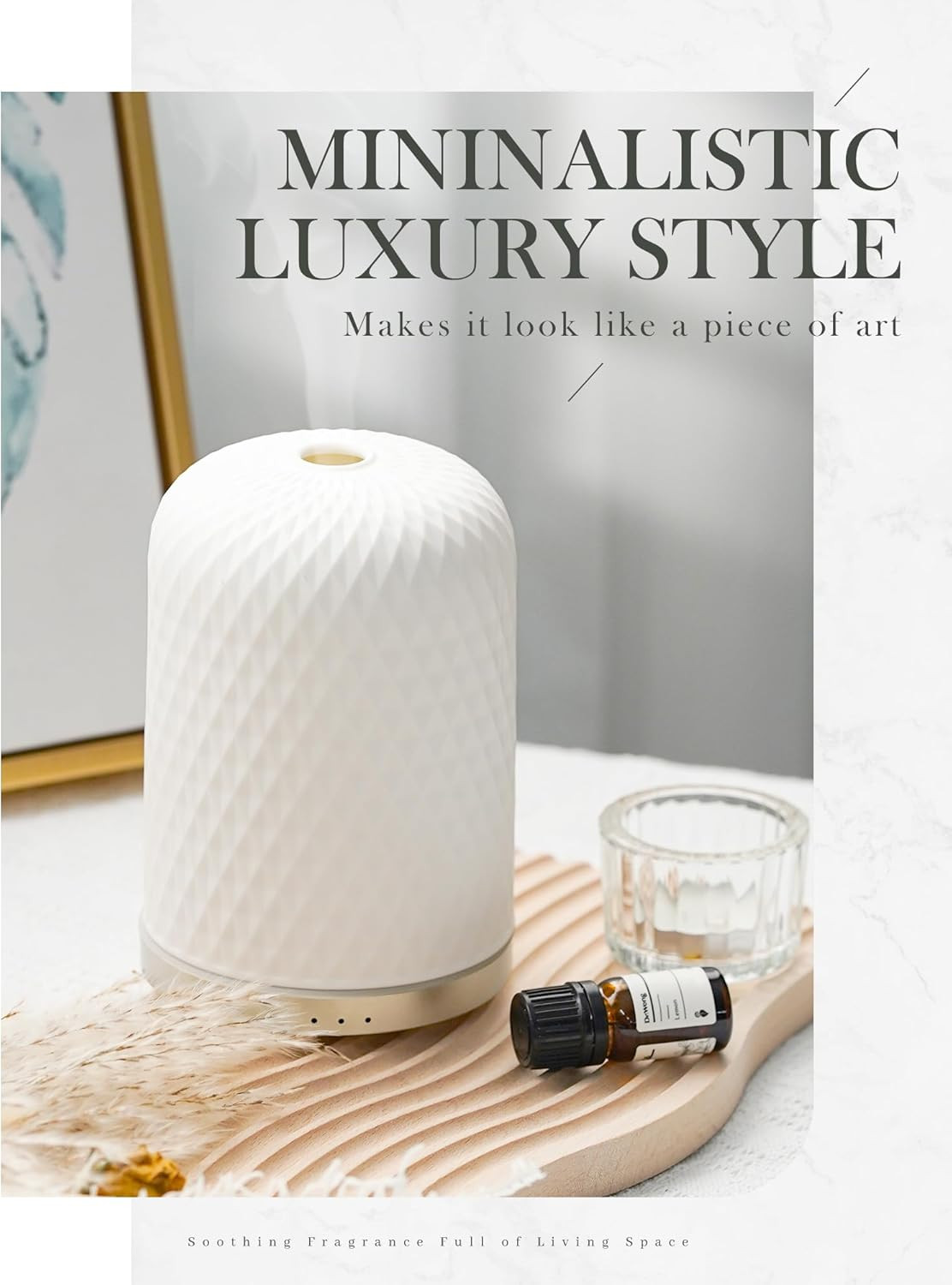 Essential Oil Diffuser – 2.4Mhz Ultrasonic Ceramic Diffuser with Pulse/Continuou