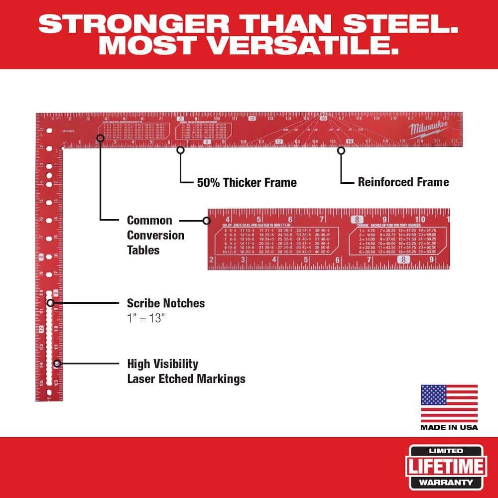 Milwaukee 16 in. x 24 in. Aluminum Framing Square with 7 in. Rafter Square