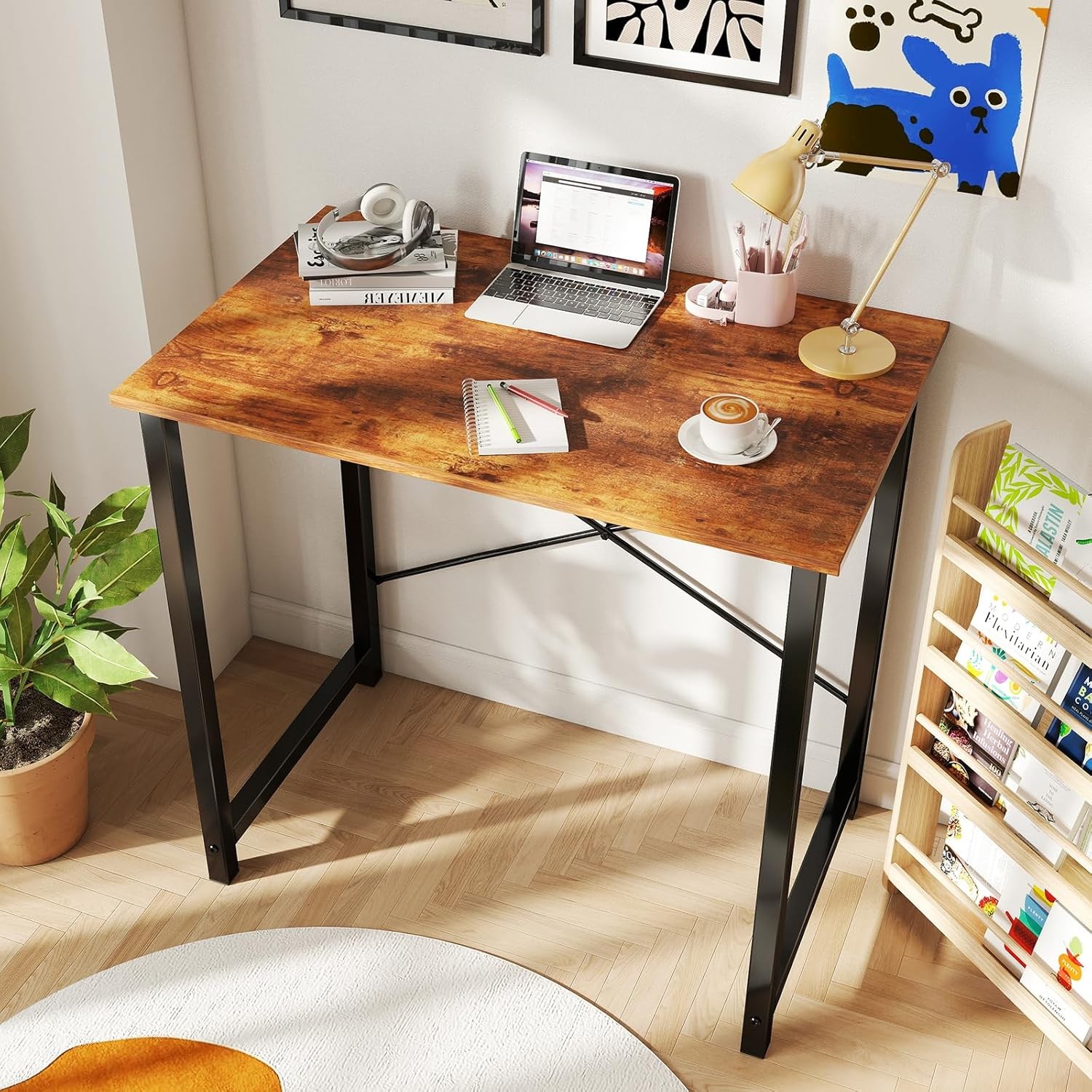 31-63″ Modern Office Computer Desk Writing Work Study Table with Storage Bag