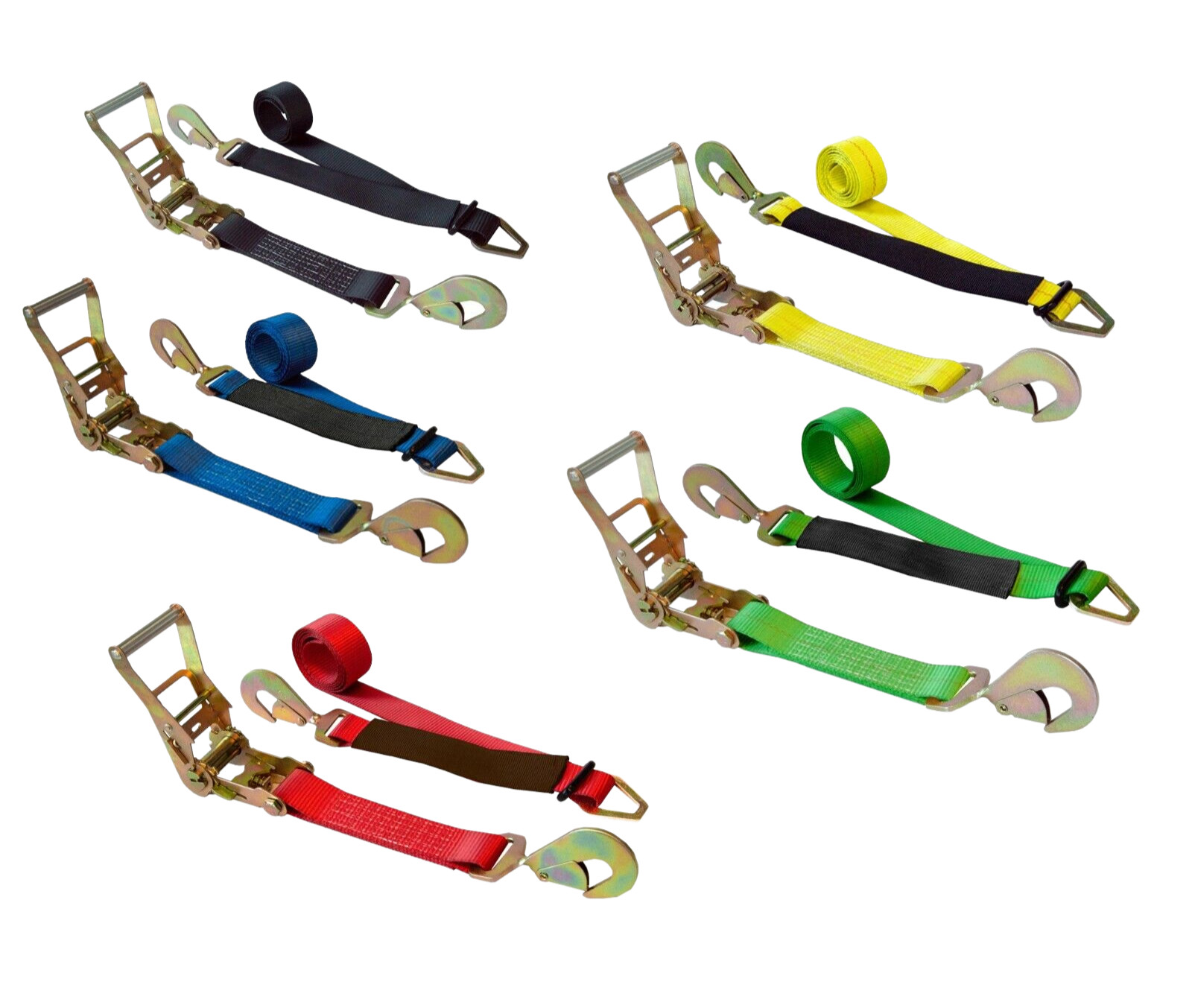 USA 2″ x 8′ Axle Strap Car Trailer Hauler Ratchet Tie Down Strap w/ Snap Hook