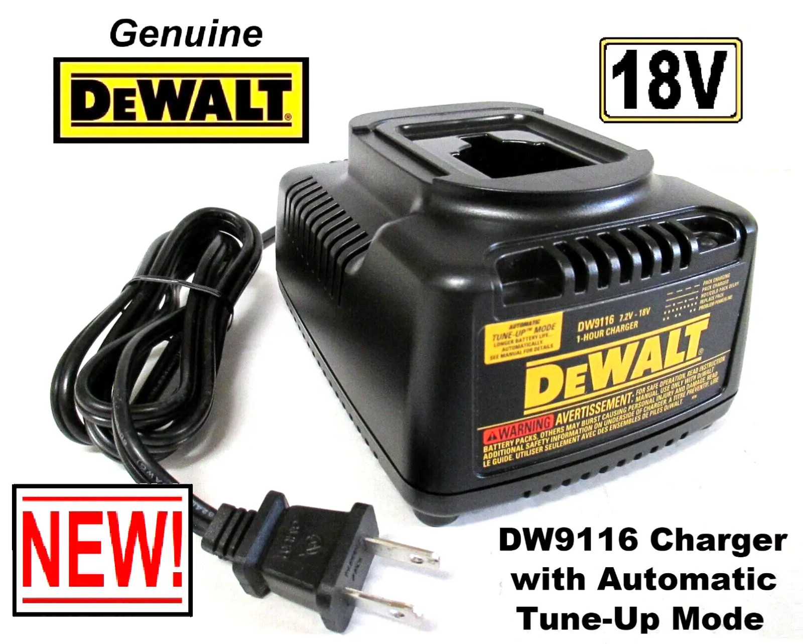 Genuine DEWALT DW9116 7.2V – 18V Volt 1-Hr CHARGER w/Tune-Up Mode **NEW In BOX**