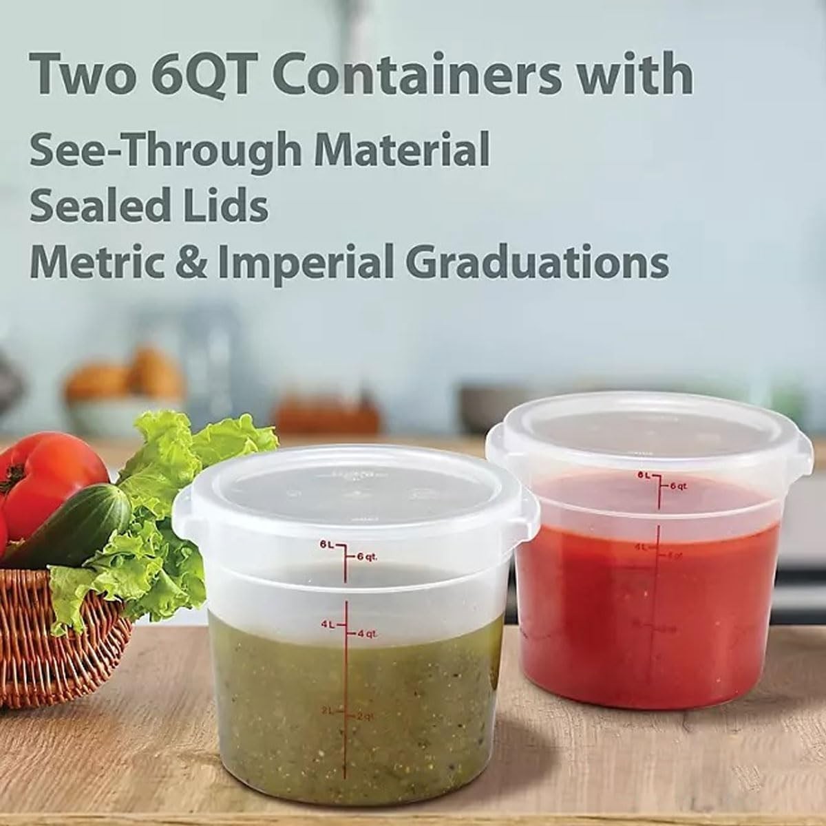 Cambro 6-Quart Round Food Storage Container with Lid – BPA-Free | 2PACK /Scraper