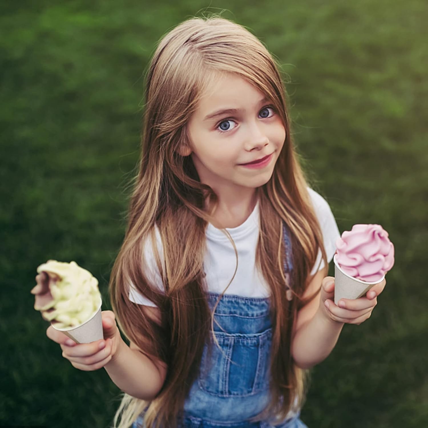 6 oz Snow Cone Cups, 100pc White Paper Cone Cups Wax Coated Leakproof Cone Paper
