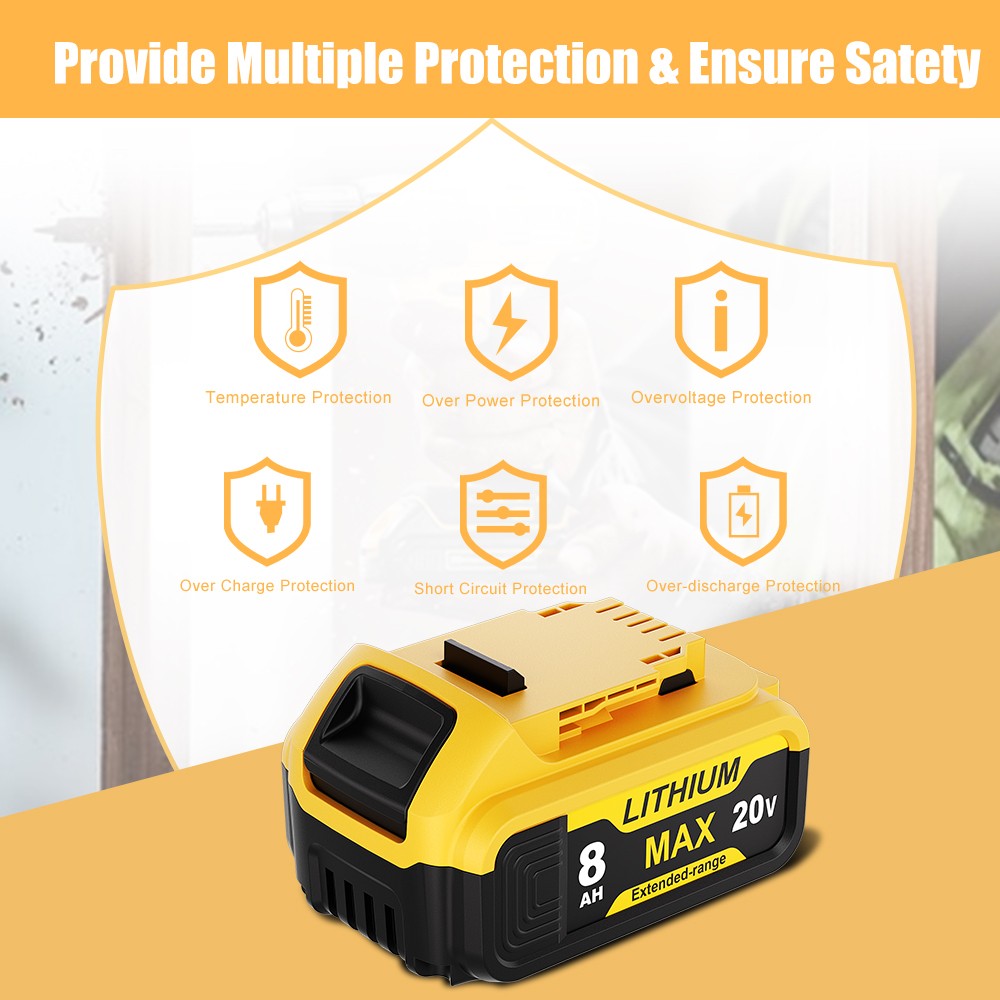 For DeWalt 20 VOLT Max XR 8000MAH Lithium-Ion Battery DCB200 DCB204 DCB205