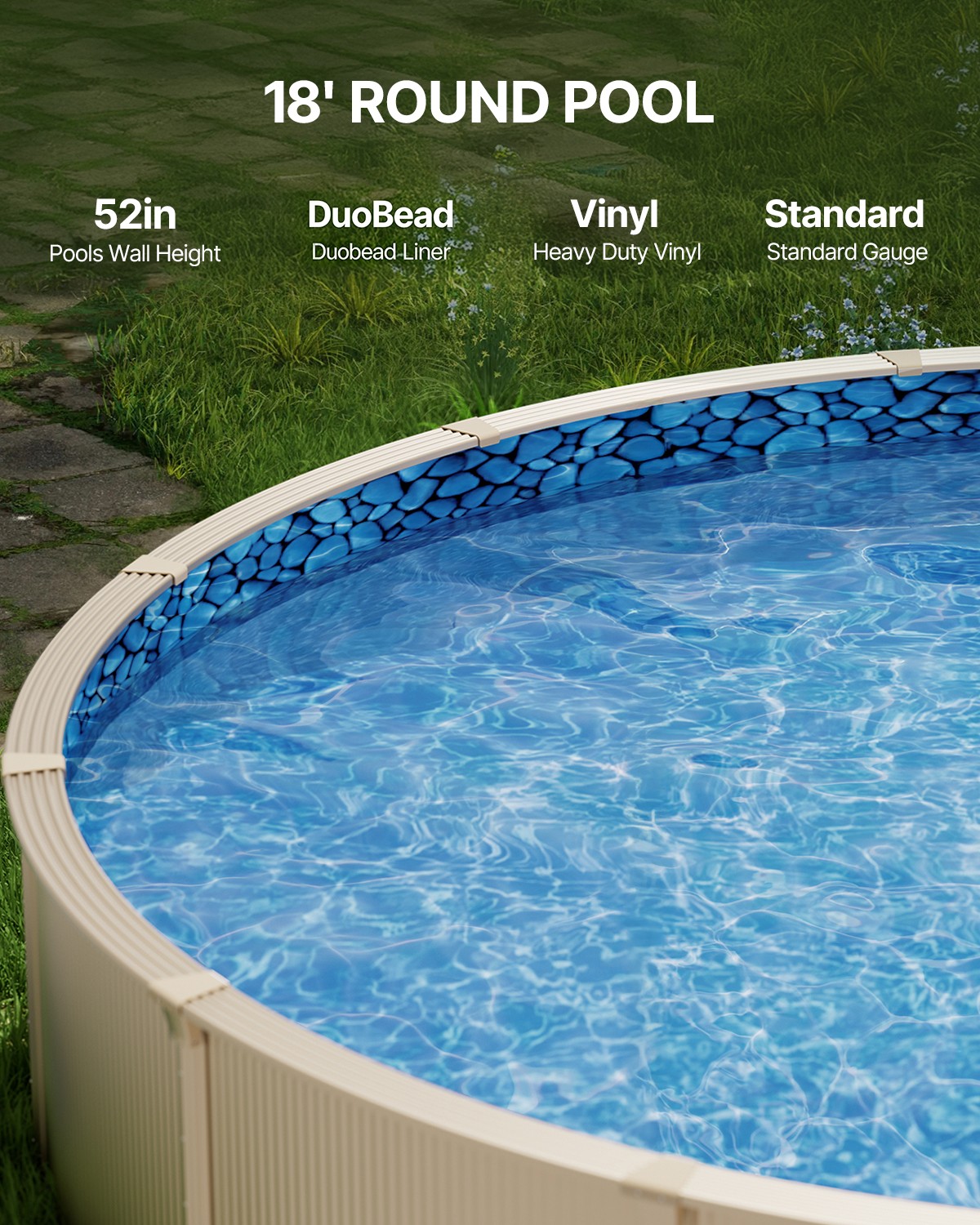 VEVOR Round Pool Liner 18ft Unibead Style Pool Liner 52in Wall Height Durable