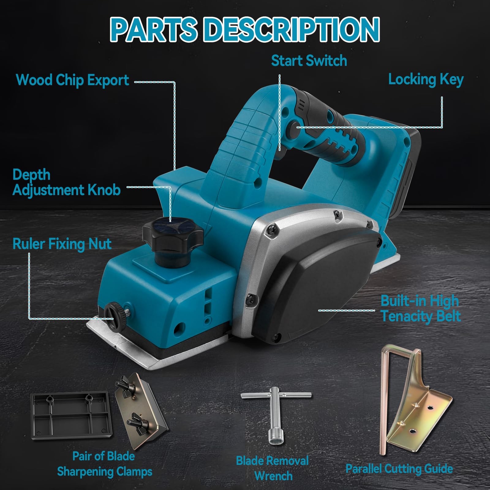Dcvbny Cordless Hand Planer For Makita 18V Battery Tool Only 3-1/4 15000 Rpm