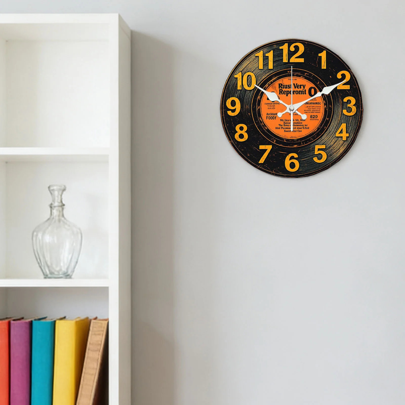Vinyl Record Pattern Wooden Silent Wall Clock No Battery Holiday Home Decors