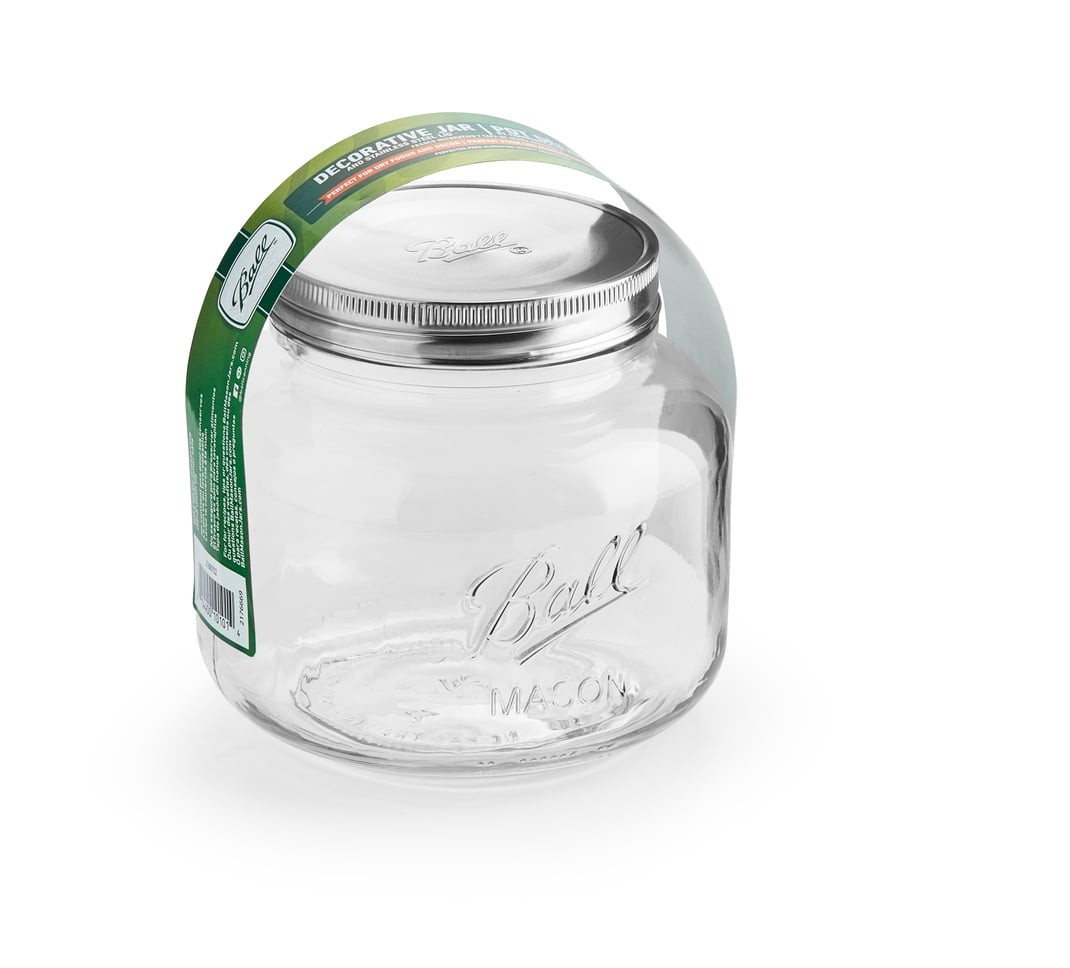Ball Half Gallon Mason Jar with Stainless Steel Lid, Airtight Glass Storage