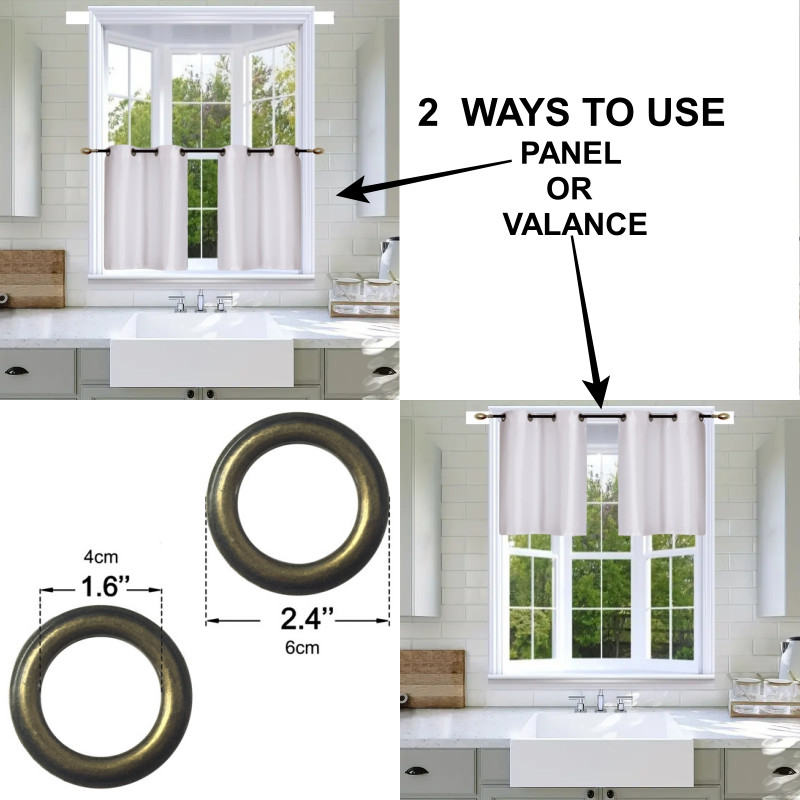 2 SOLID SHORT GROMMET PANELS WINDOW CURTAINS FOR ANY ROOM 24″ OR 36″ LENGTH