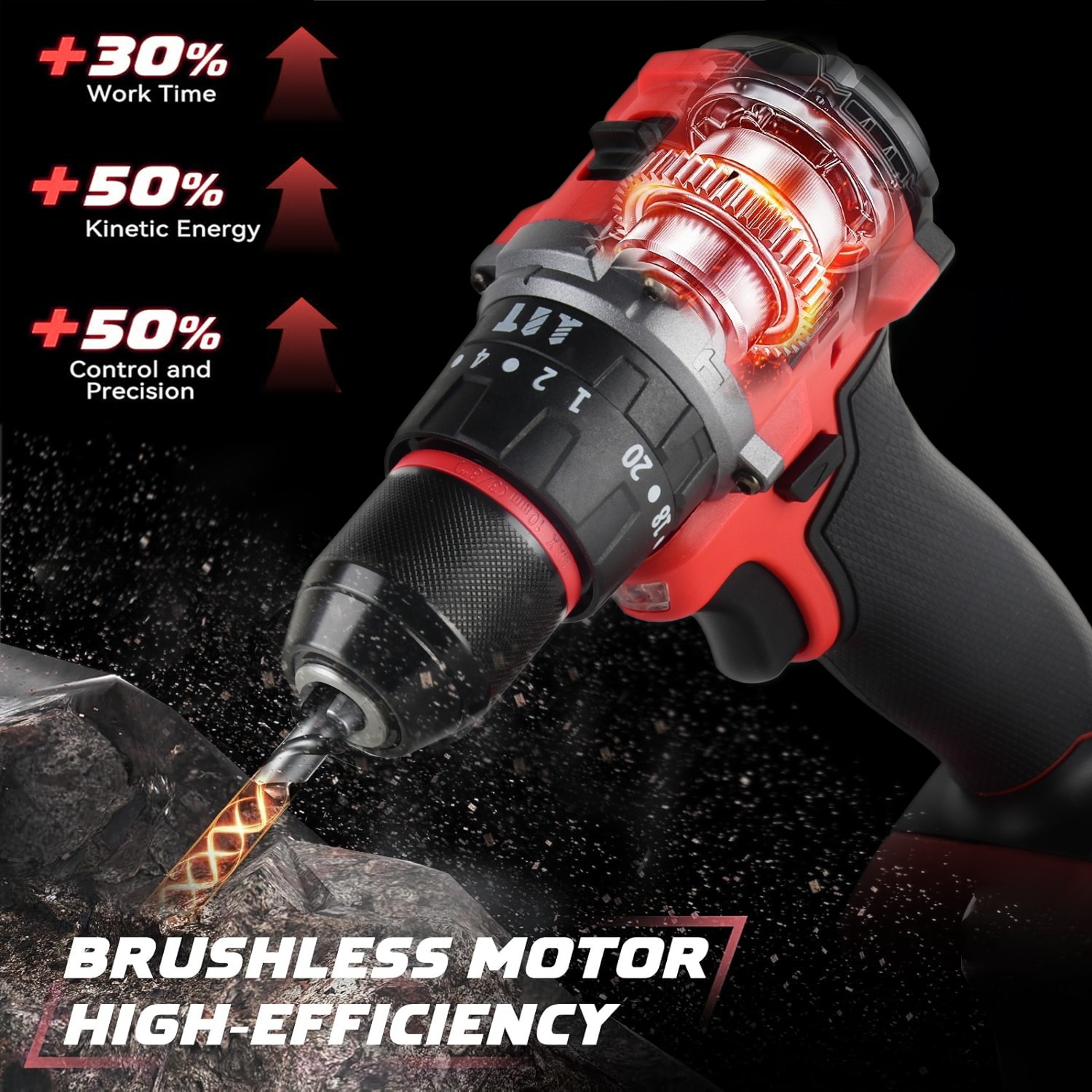 Cordless Brushless 3/8-inch Drill Driver for Milwaukee M18 18V Battery TOOL ONLY