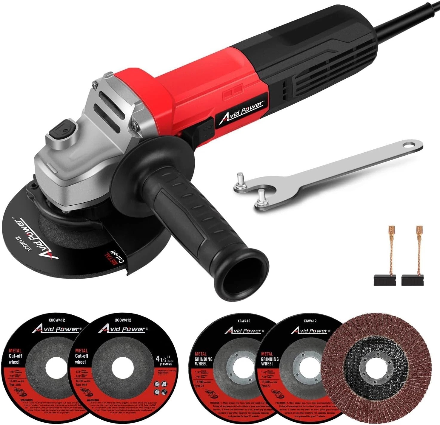 Angle Grinder, 7.5-Amp 4-1/2 inch Electric Grinder Power Tools with Grinding …