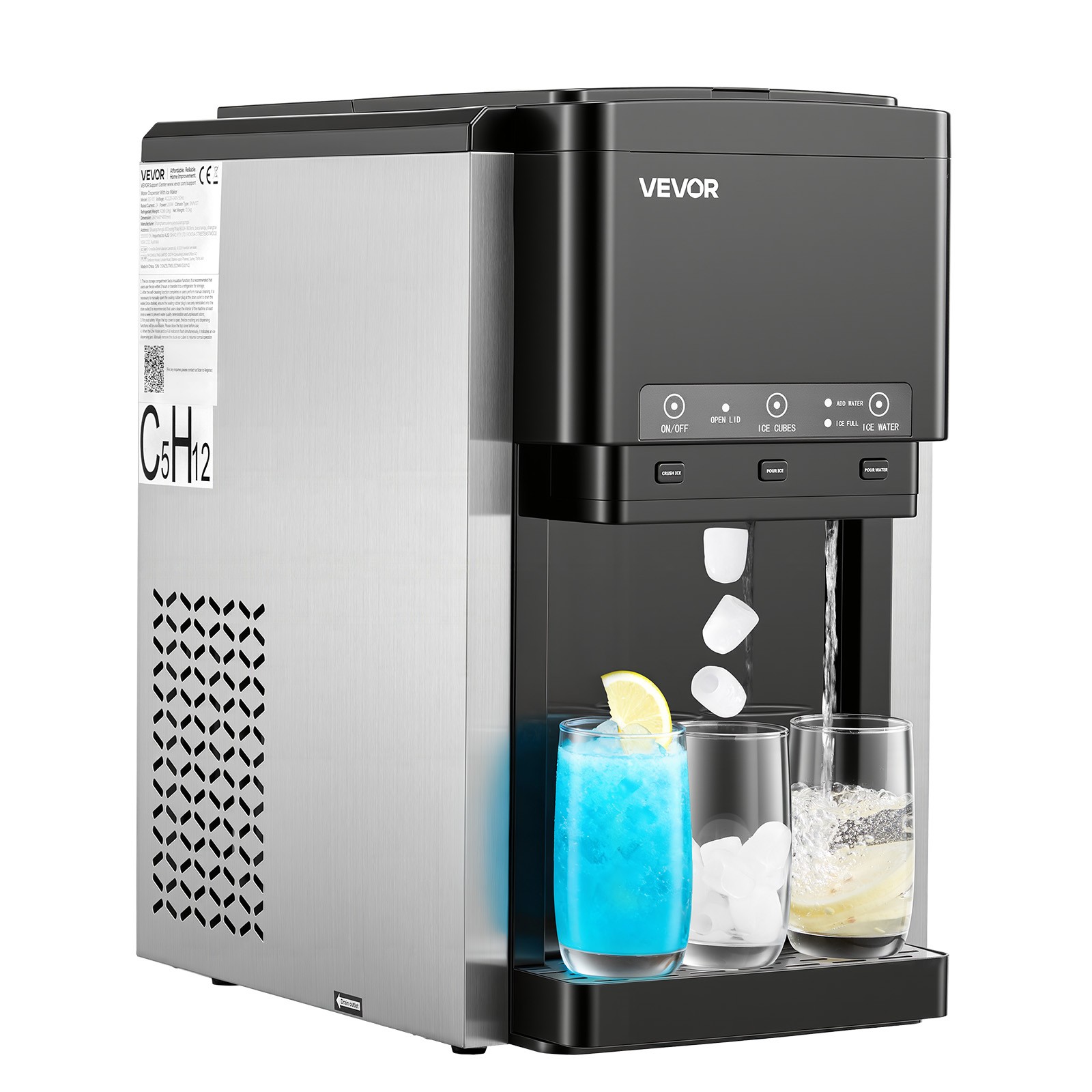 VEVOR Water Dispenser with Ice Maker 3-in-1 Countertop Water Cooler for Home