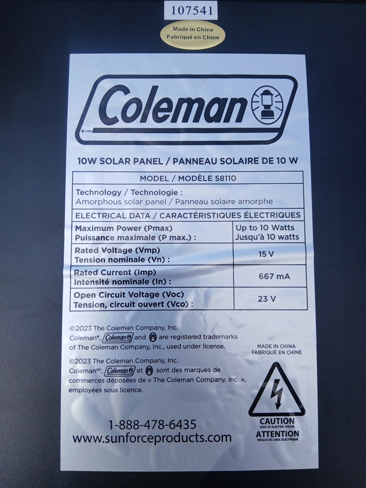 Coleman 10 Watt Solar Panel