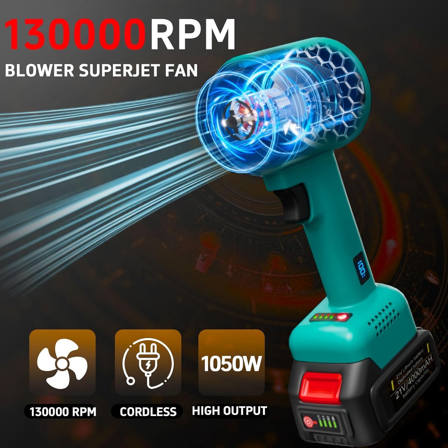 Cordless Leaf Blower, Leaf Blower Cordless with 4.0Ah Battery 150 MPH 21 V Turbo